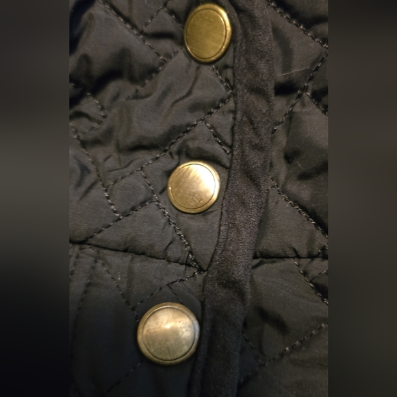 Cole Haan Quilted black coat  w/ front and side pockets faux suede lining size - Picture 4 of 5